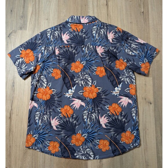 Hurley Size L Shirt Hawaiian Stretch Fit Blue Floral Colorful Short Sleeve - Picture 4 of 10